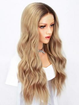 Blond Lange Wellige Synthetische Lace Front Perücke-SNY137