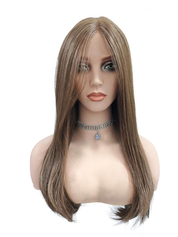 Seidige braune synthetische Perücke mit Wasserfall-Style (Lace Part) DLP029