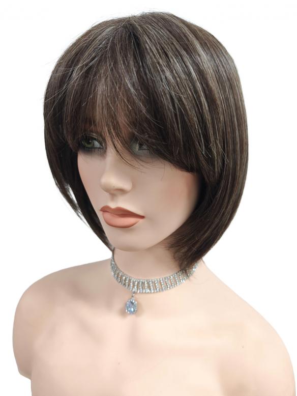 Mittelbrau gemischt mit hellem Honigbraun Synthetisch Perücke (Basis Kappe) DBK012