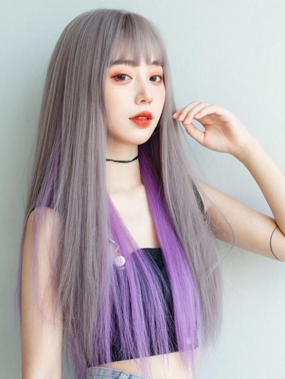 Gemischte Farbe Lange Glatte Synthetische Gewebted Netzkappe Perücke LG549