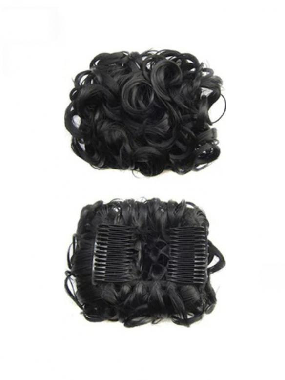 Kurzes Lockiges Dutt Haarteil Messy Bun Look HE005