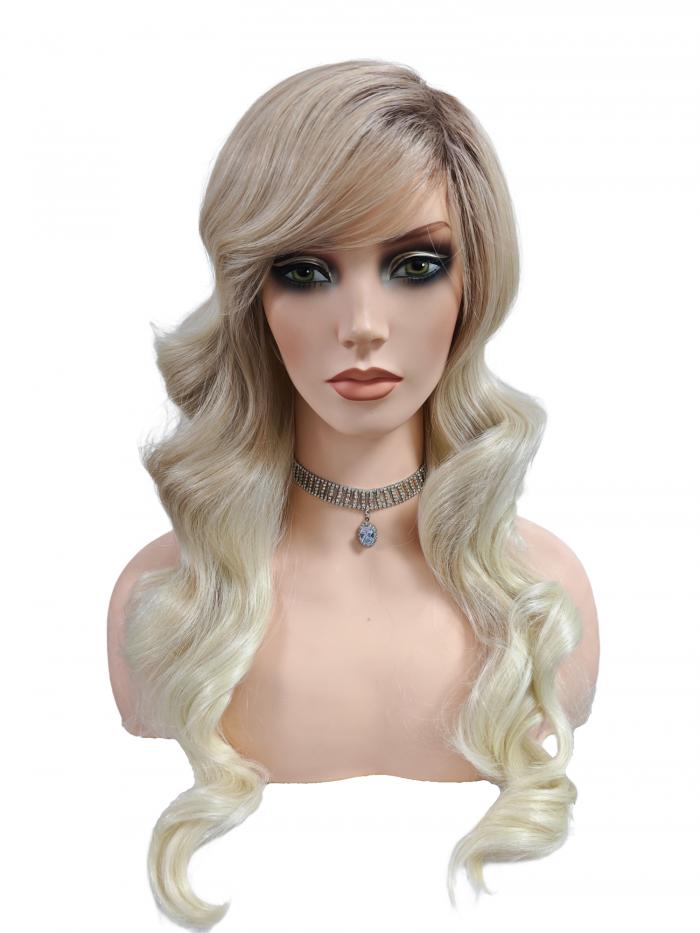 Blond Ombre Perücke mit Baby Pony Synthetisch natürlich stilvoll (Basic Kappe) DBK022