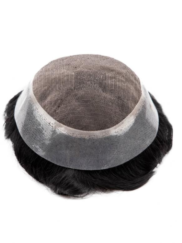 Schwarz Mono & Weich-PU atmungsaktiv Toupee DTP004