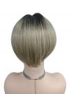 Coole Bob-Synthetische Perücke mit braunen Wurzeln und Ombre-Übergang zu hellem Blond. (MONO TOP) DMT004