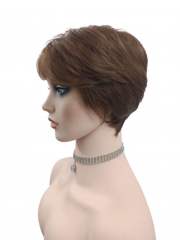 Niedliche kastanienbraune Synthetische Perücke (Basis Kappe) DBK001