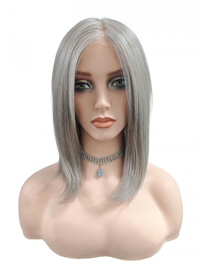 Luxuriöses Hellbraun mit grauem Grundton, für eine elegante Synthetische Perückefrisur (MOMO TOP) DMT002