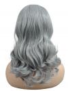 Gewellte synthetische Perücke in Grau-Weißblond (Lace Part) DLP046