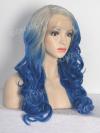 Grau Ombre Blau Wellig Lace Front synthetische Perücke SNY100
