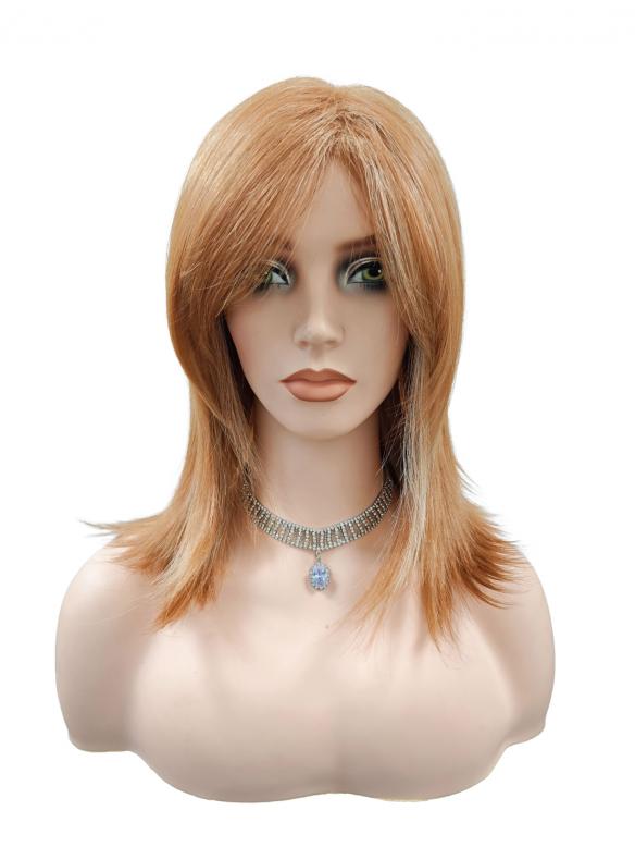 Elegante Kunsthaarperücke in Kupferrot mit Pony (Standard Kappe) DBK007