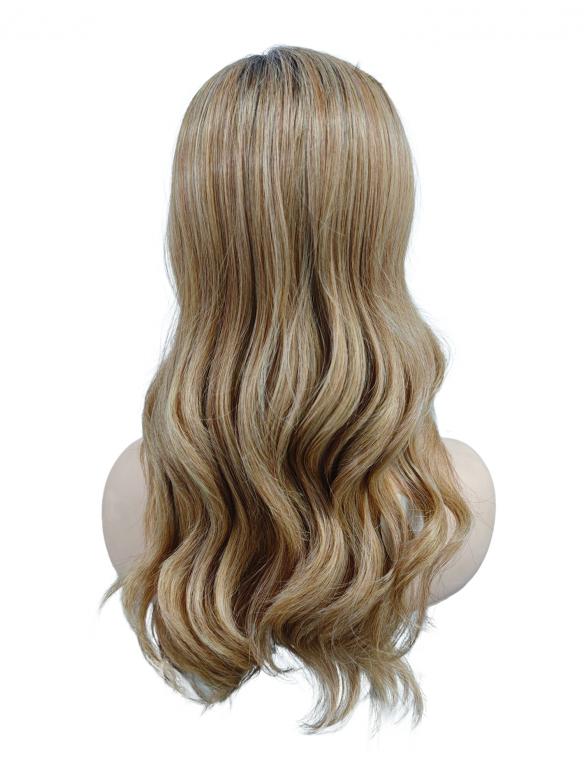 Synthetische Perücke mit elegantem langen gewellten Haar in Blond und Kastanienbraun(Lace Part) DLP033