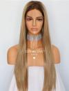 Blonde Ombre Lange Glatte Synthetische Lace Front Perücke SNY225