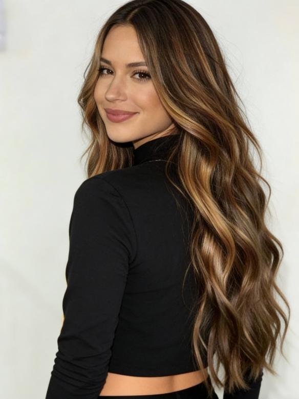 100% Remy Echthaar Perücke in Warm Braun Mix Blond EH042