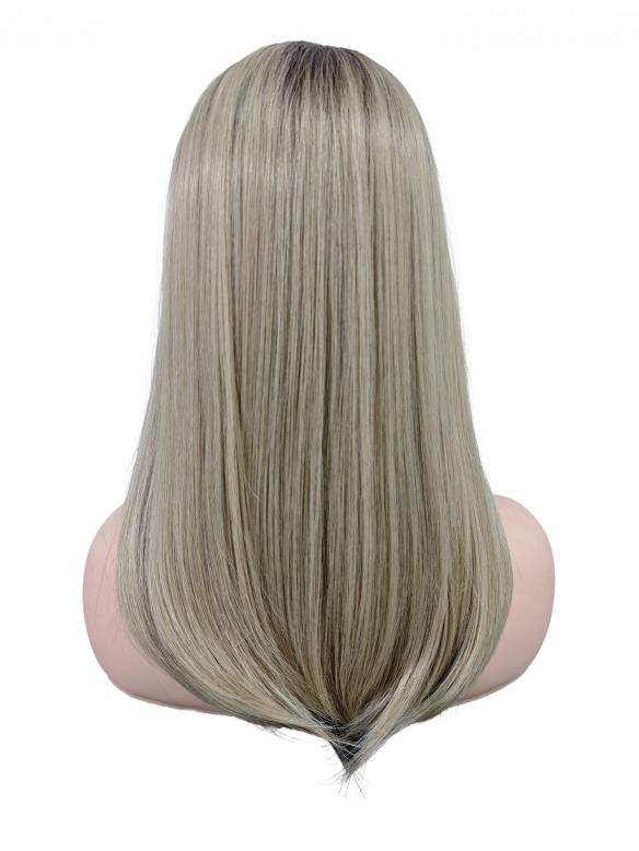 50 cm Lange Kunsthaarperücke in Gold mit Luftigen Pony und Schickem Design (Lace Part) DLP062