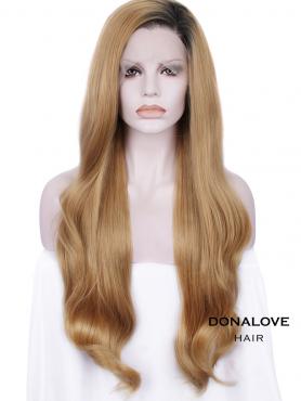 Blond Lange Wellige Synthetische Lace Front Perücke SNY201