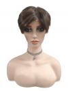 Warme Braune Pixie Synthetische Perücke (MONO TOP) DMT003