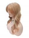 Wellige Kunsthaarperücke in Kupferblond mit Seitenscheitel und schrägem Pony (Pre-Cut Lace) DLP074