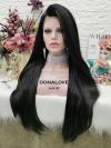 Schwarze Lange Glatte Synthetische Lace Front Perücke SNY302