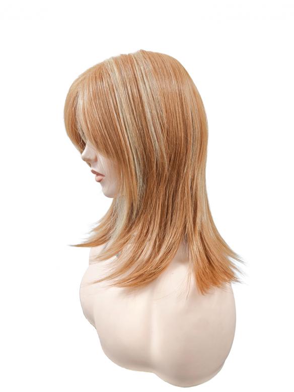 Elegante Kunsthaarperücke in Kupferrot mit Pony (Standard Kappe) DBK007