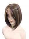 Elegante mittelbraune mit goldenen Strähnen Synthetische Perücke (MONO TOP) DMT005
