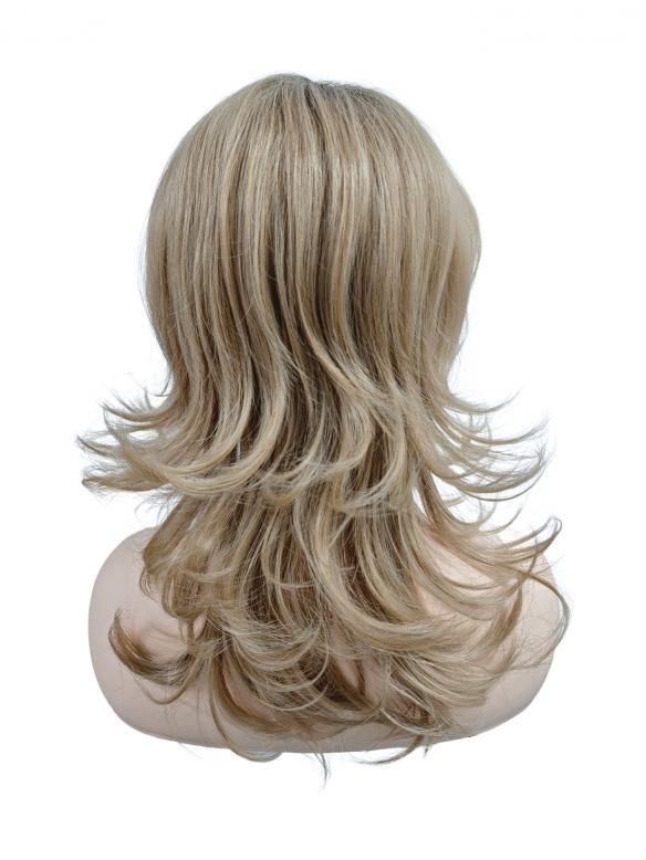 Blonde Auburn Perücke mit Pony mehrschichtig dünne Locken und stylischem Design (Basis Kappe) DBK021