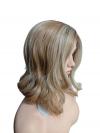 Leicht gewellte Kunsthaarperücke links gescheitelt blond hellorange gemischt (Lace Part) DLP058