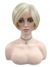 Kurze coole synthetische Perücke in Platinblond (Basis Kappe) DBK020