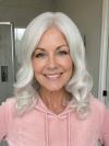 Elegante Kunsthaarperücke – Platinblond mit welligem Haar (Lace Front) DLP044
