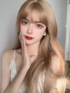 Blonde Lange Wellige Sythetische Gewebted Netzkappe Perücke LG777