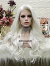 Weiße Lange Wellige Synthetische Lace Front Perücke SNY303
