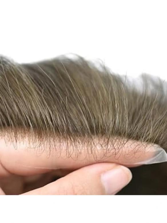 Hellbraun Voll-PU 100% Echthaar Toupee DTP005