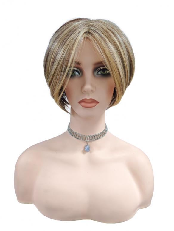 elles Gold mit Brauntönen glatt synthetische Perücke (Basis Kappe) DBK016