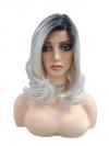 Linker Scheitel syntetische Perücke in Weißblond (Lace Part) DLP047