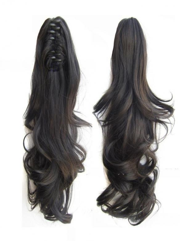 55cm-Ponytail-Haarteil mit Haarkralle – Lockiger Look zum Einklemmen HE004