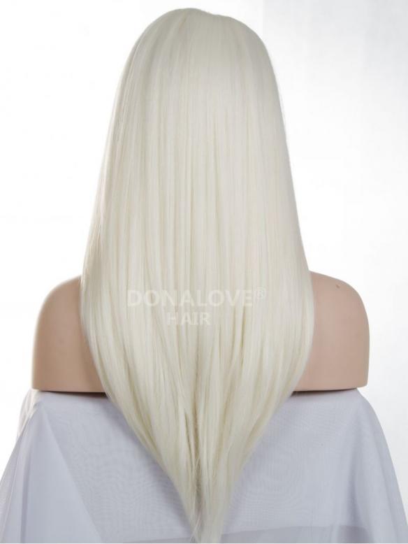 Weiß Hüftlänge Gerade Synthetische Lace Perücke-SNY014