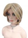 Mittelbraune Basis mit kräftigen hellblonden Strähnen Syntherische Perücke (Basis Kappe) DBK011