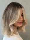 Luxuriöse Braun Blond Balayage Bob Perücke Zeitlos Elegant 100% Echthaar EH063