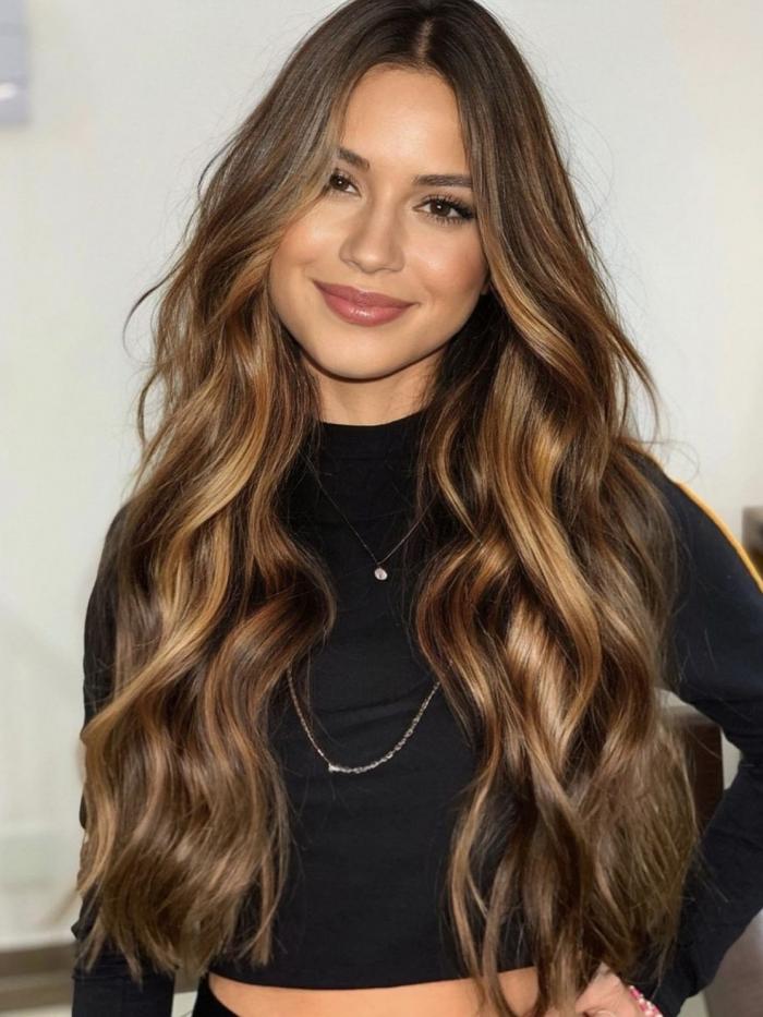 100% Remy Echthaar Perücke in Warm Braun Mix Blond EH042