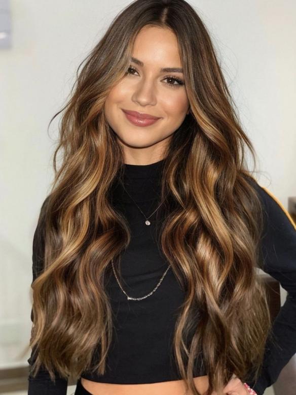 100% Remy Echthaar Perücke in Warm Braun Mix Blond EH042