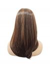 Lange glatte Kunsthaarperücke – Warmbraun mit auffälligen goldblonden Strähnen (Lace Front) DLP022