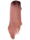Braun nach Rosa Lange Glatte Synthetische Lace Front Perücke SNY147