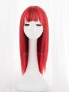 Rote Lange Glatte Synthetische Gewebted Netzkappe Perücke LG175