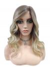 Elegante Ombre-Perücke in Aschbraun zu Blond mit weichen Wellen (Lace Part) DLP043