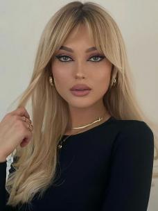 Blond Ombre Lang Glatt Echthaar Perücke HH188
