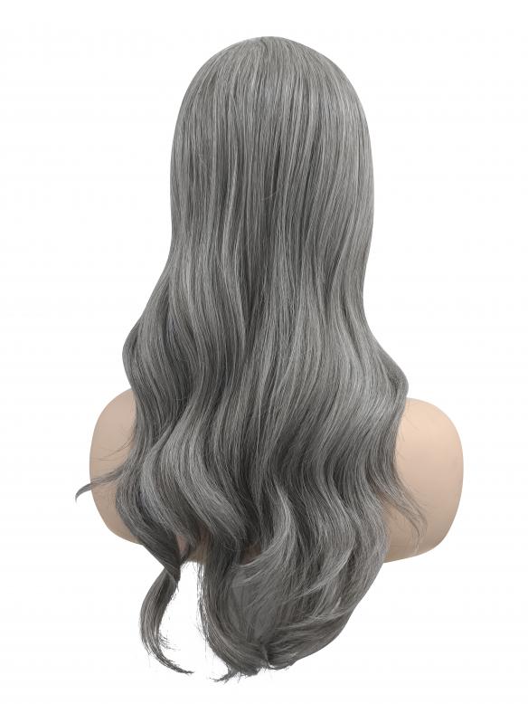 Graue gewellte lange Synthetische Perücke (Lace Part) DLP013