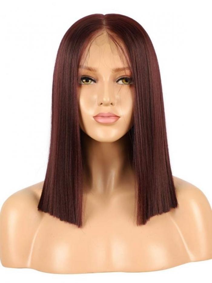 Rotbraun Schulterlänge Bob Synthetische Lace Front Perücke SNY171