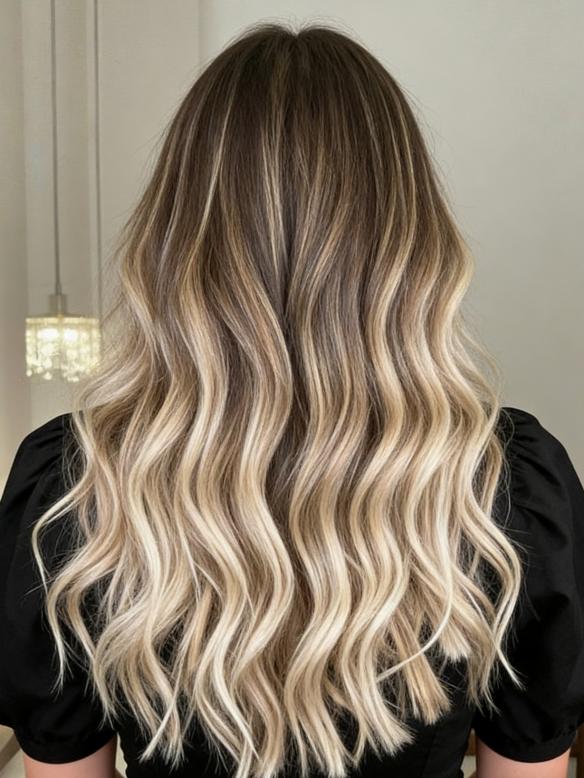 Echthaarperücke in Smoky Brown mit platinblonden Highlights – natürlich & modern EH040