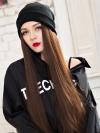 Mütze mit Synthetischen Haare, Braune Glatte Perücke, Perücke mit Hut WB016