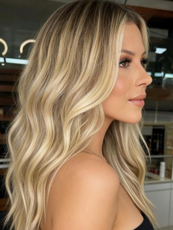 Hellblond mit Aschblonden Strähnchen und natürlichem Ansatz EH014