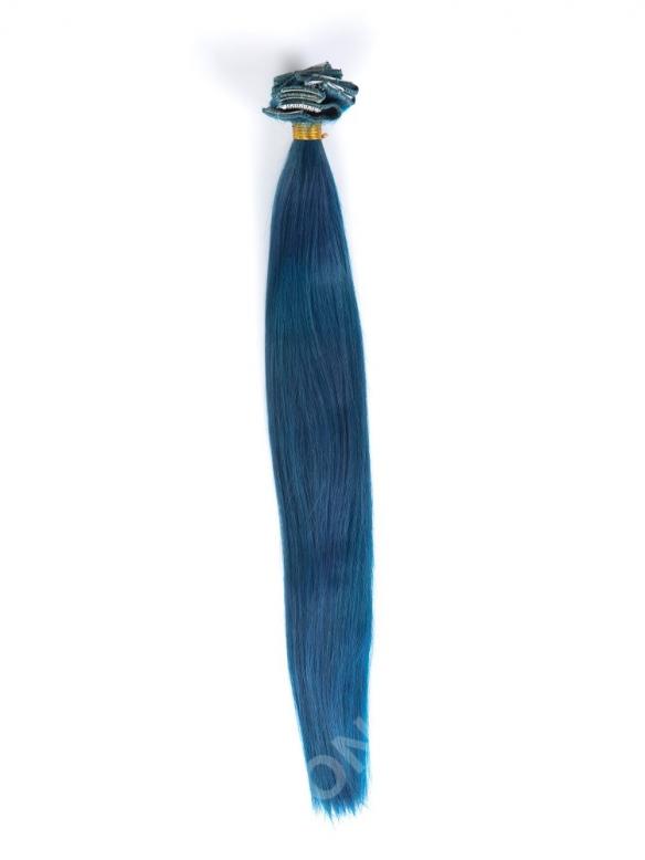 Blau-Farbeband Indisch Remy Haar Clip In Hair Extensions CD009
