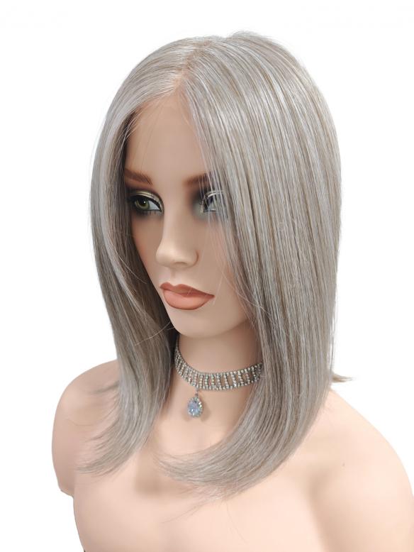 Luxuriöses Hellbraun mit grauem Grundton, für eine elegante Synthetische Perückefrisur (MOMO TOP) DMT002